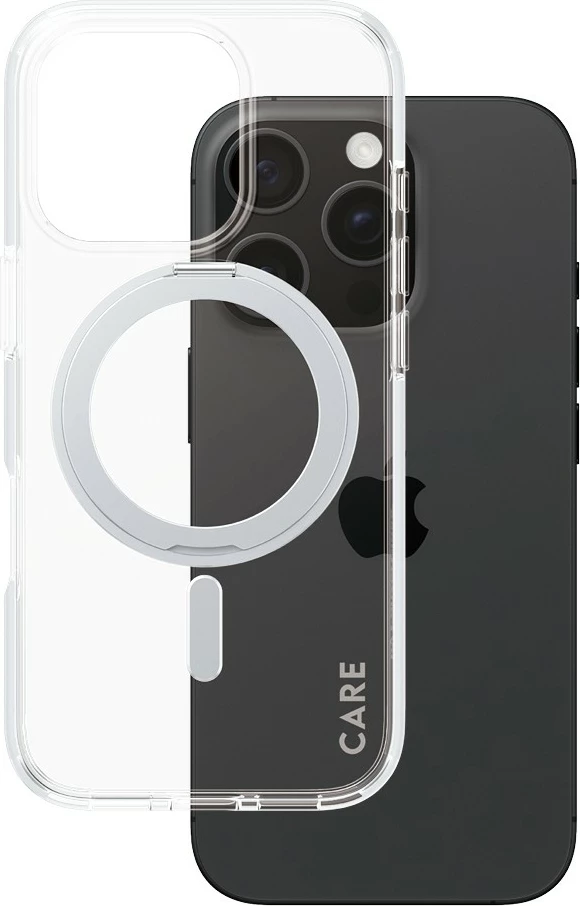 Prozoren ovitek PanzerGlass CARE Feature s stojalom in MagSAFE za iPhone 16 Pro