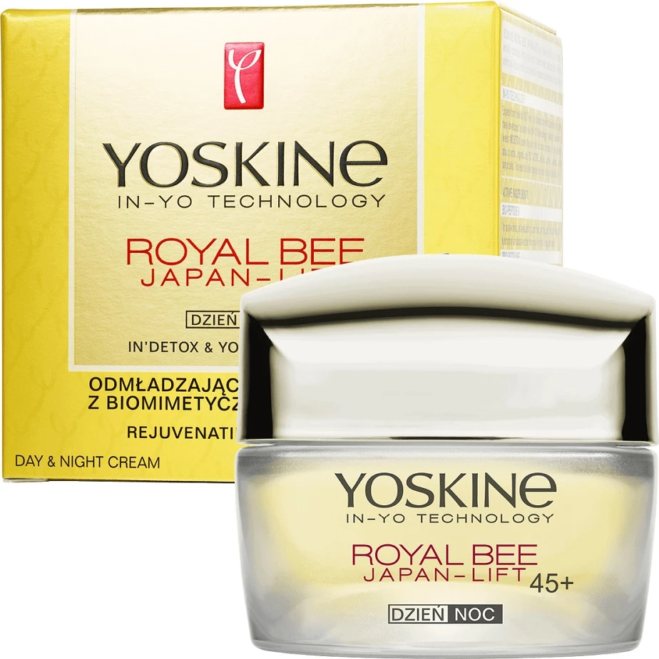 Krema za obraz za zrelo kožo 45+ Yoskine Royal Bee Japan-Lift, proti gubam, za dan in noč, 50 ml