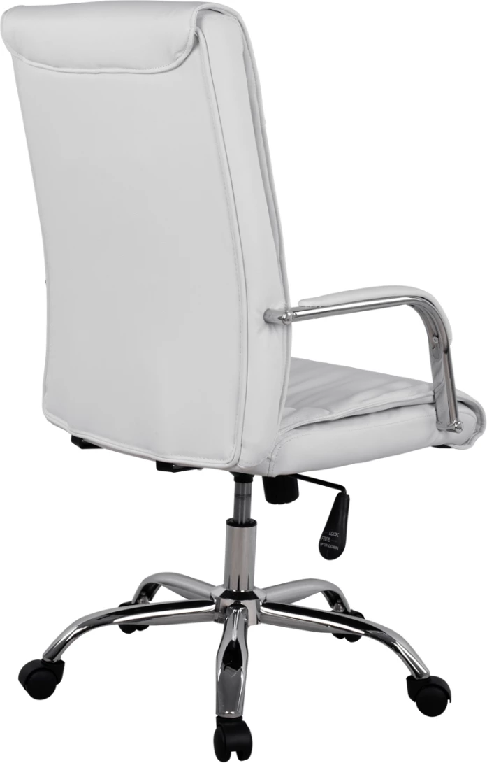 Direktorski pisarniški stol bele barve s kromirano osnovo Jacob FH1044.12 57x75,5x100 cm