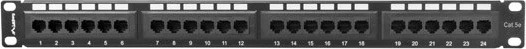 Patch panel 24 vrat, 1U, kat.5e, UTP, črn, Lanberg