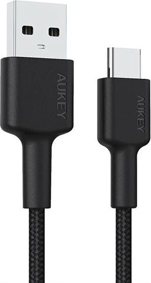 USB-C na USB-A kabel, 2 m, PD 60W 3A 20V, najlonsko pleten, črn — AUKEY CB-CA2 OEM z ježkom
