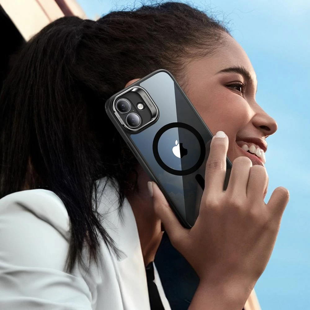 Ovitek s stojalom ESR Classic Hybrid HaloLock MagSafe za iPhone 16 Plus, z zaščitnim kaljenim steklom, črn