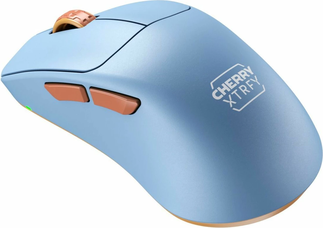 Brezžična igralna miška CHERRY XTRFY M64 Wireless, 26000 DPI, modra, rjava, turkizna