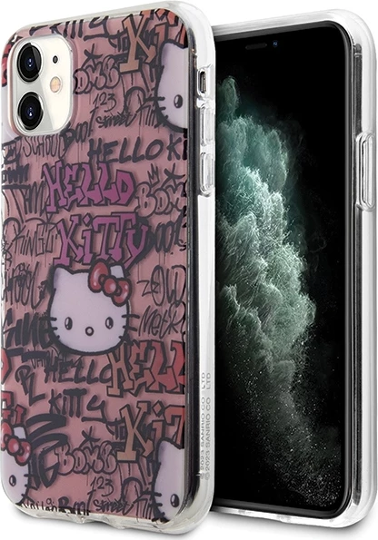 Zaščitna ovitek Hello Kitty IML Tags Graffiti za iPhone 11/XR, roza