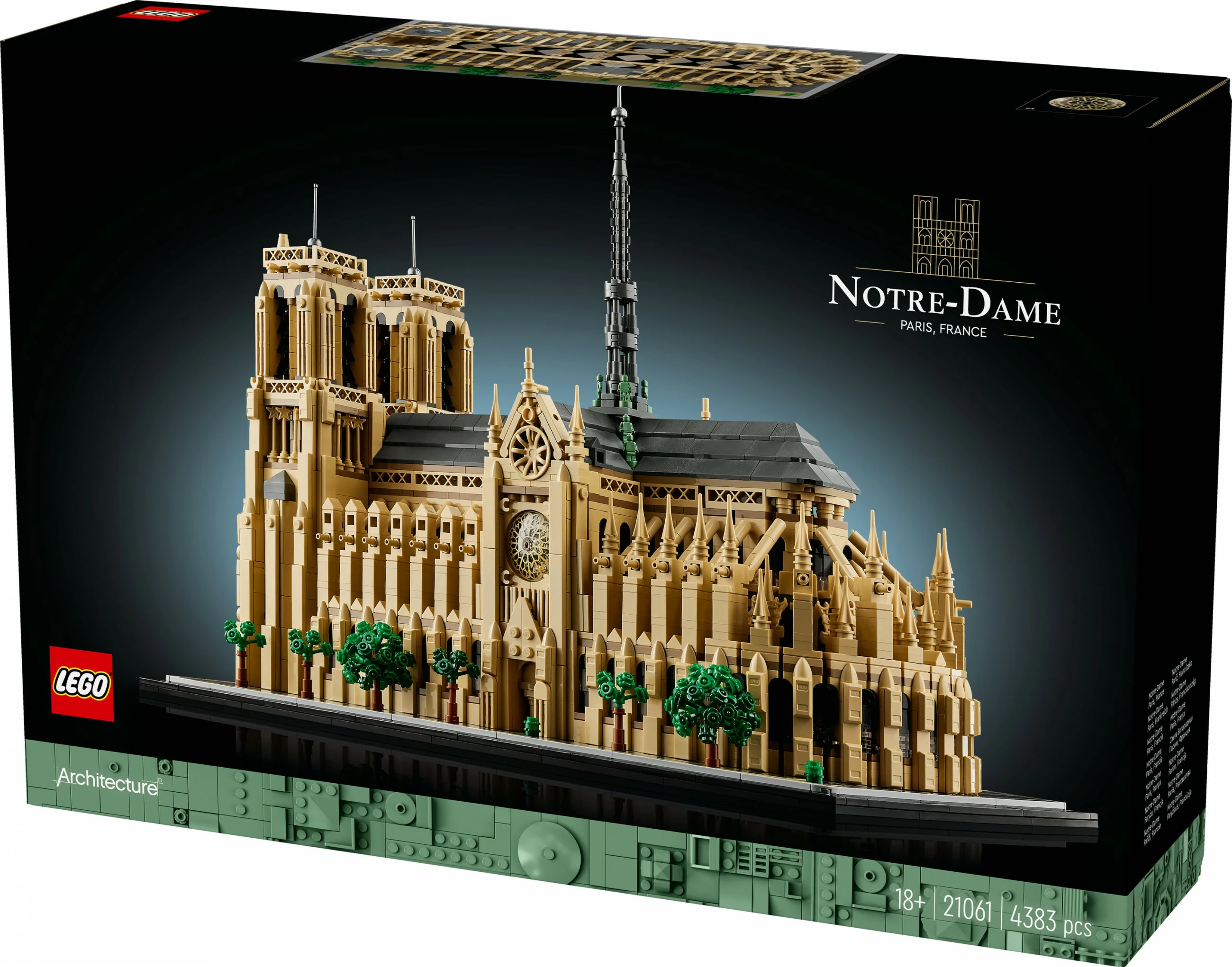 Model Notre-Dame de Paris, LEGO Architecture, 4383 kosov, plastika, večbarven
