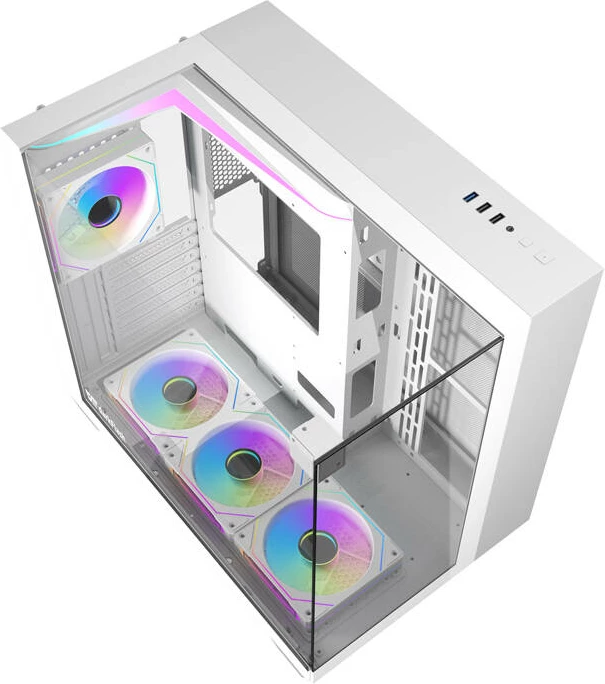 Ohišje Darkflash TH285, ATX, 4 ventilatorji, kaljeno steklo, belo