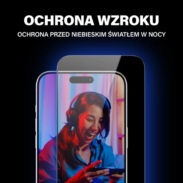 Zaščitno steklo Ultra-Wide Fit PanzerGlass za iPhone 15 Pro, proti bleščanju, filtriranje modre svetlobe, modro