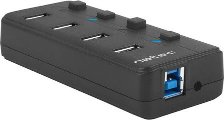 USB razdelilec Natec Mantis 2, 4 priključki, USB 3.0, s stikalom in napajanjem, črn