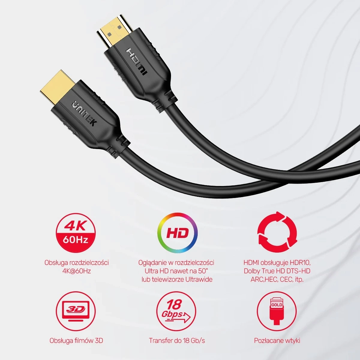 HDMI kabel 2.0 4K 60Hz 10 m, Unitek, črn