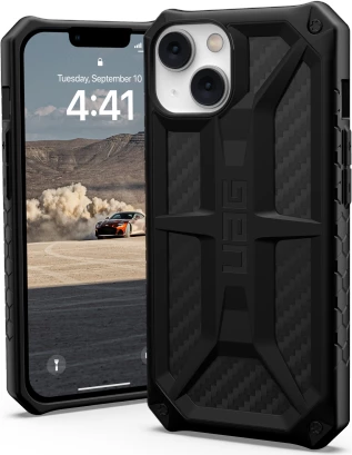 Zaščitni ovitek z ogljikovim vzorcem, UAG Monarch za iPhone 14 Plus, črn