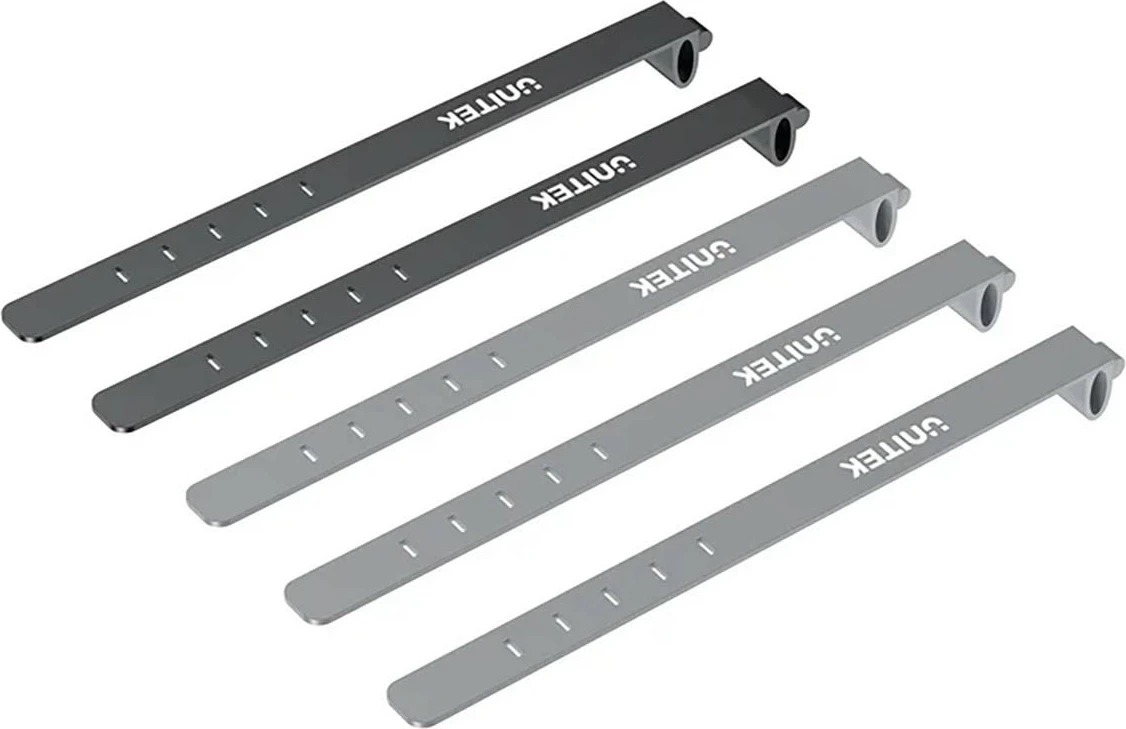 Silikonski trakovi za kable Unitek, 5 kosov, črno/sivi