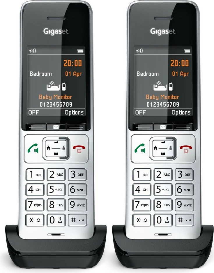 Analogni/DECT telefon COMFORT 500HX duo, Gigaset, žična slušalka, ID klica, 200 stikov, črn, srebrn