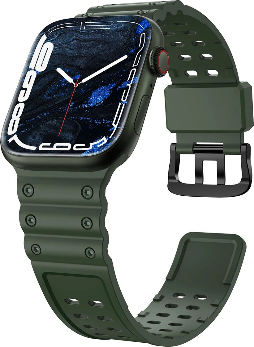 Trak z trojno zaščito za Apple Watch Hurtel Strap, TPU, za serije 1–9 in SE (38/40/41 mm), zelen