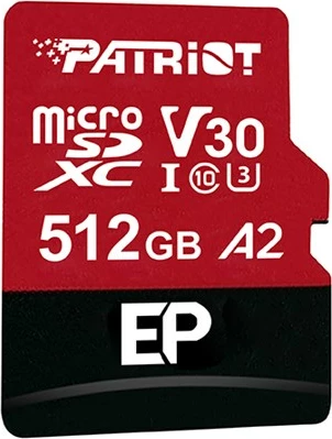 Kartica pomnilnika Patriot Memory EP A2, 512 GB, MicroSDXC, V30 U3, črna