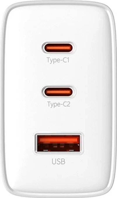 Napajalnik 65W, 2x USB-C + USB, bel — Baseus OS-Cube Pro
