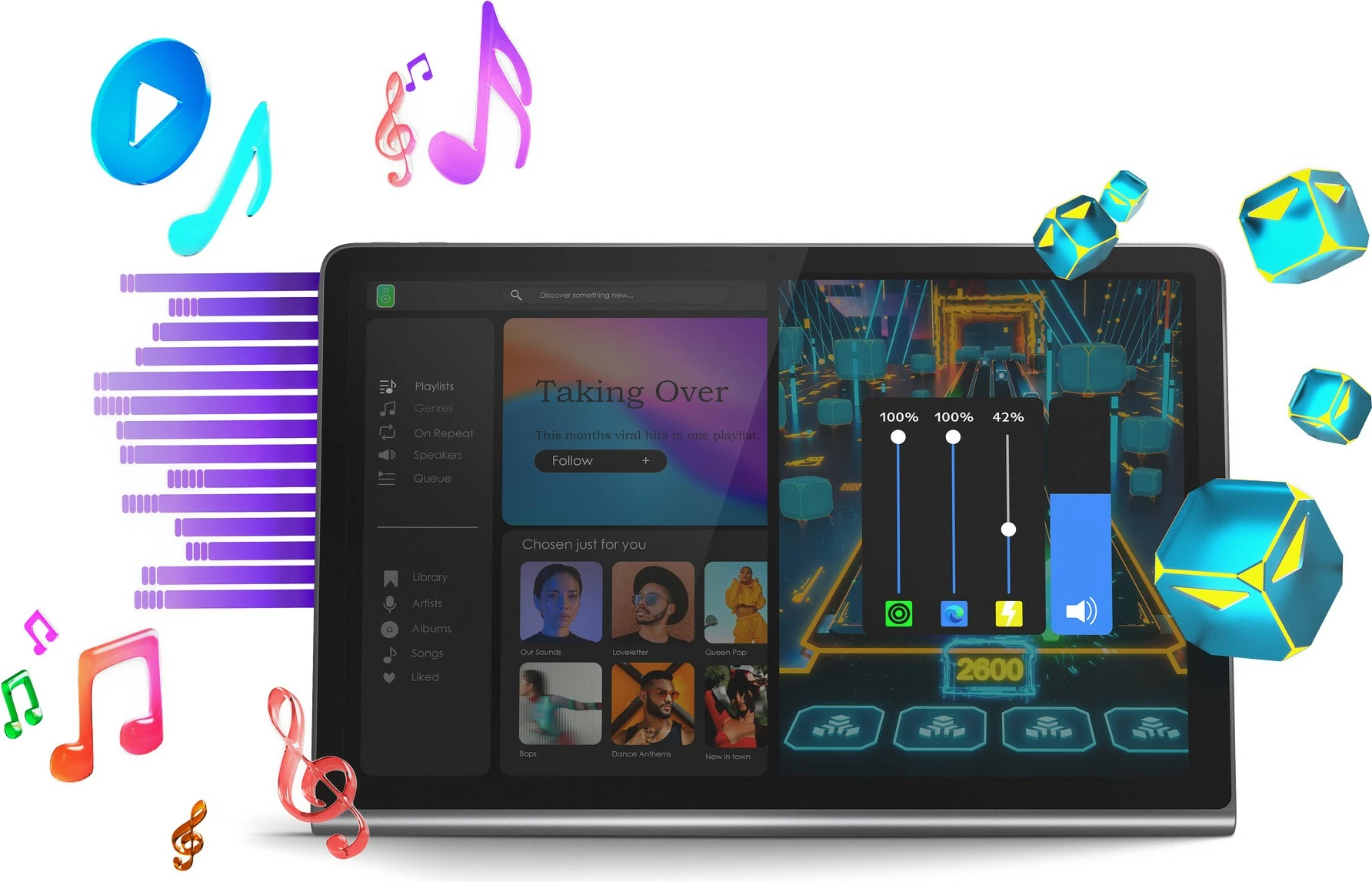 Tablica z velikim zaslonom, 8GB RAM, 128GB, luna grey — Lenovo Tab Plus, z ovitkom