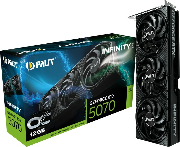Grafična kartica Palit GeForce RTX 5070 Infinity 3 OC, 12 GB GDDR7, PCI Express 5.0, črna