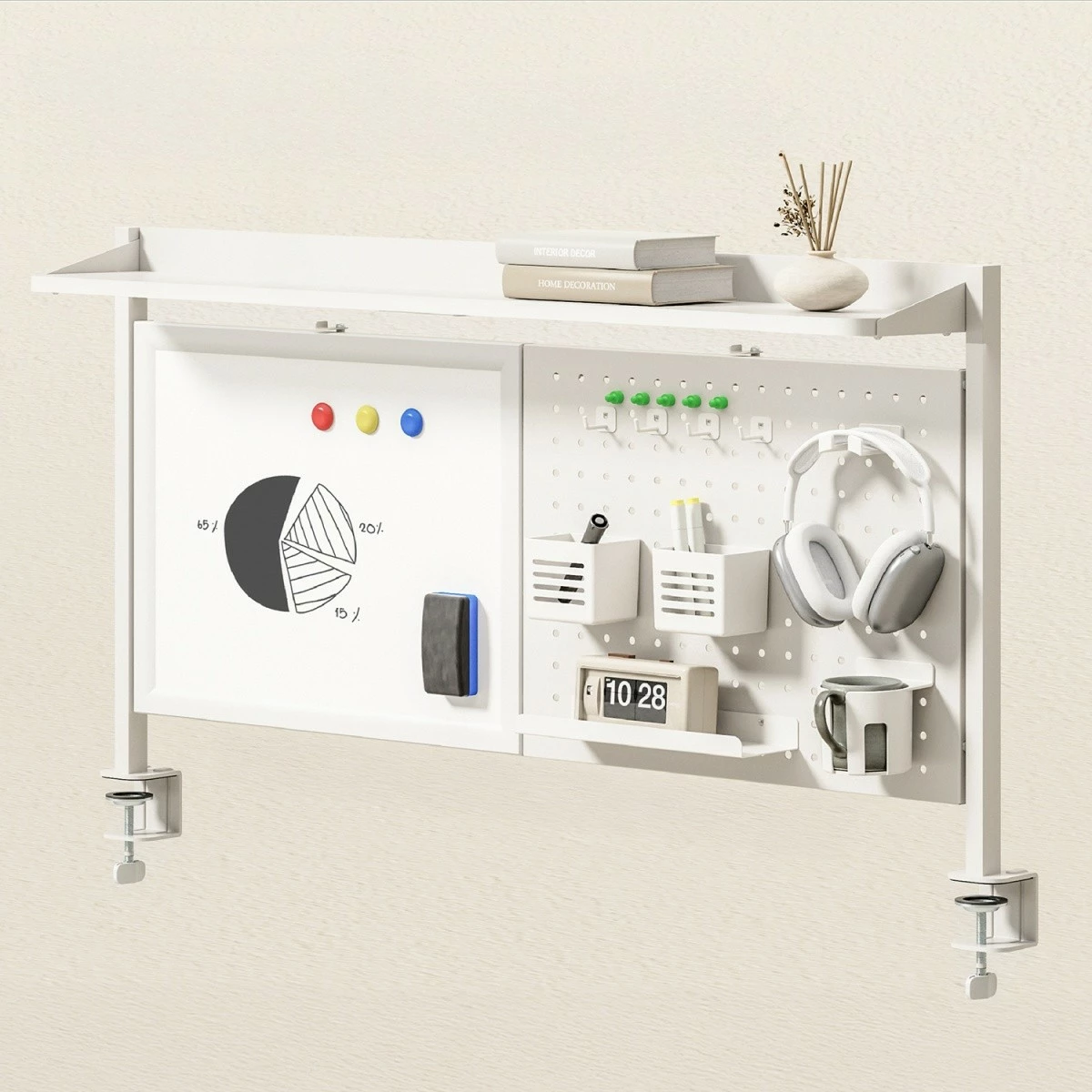 Razdelilec mize z magnetno in perforirano ploščo Ergo Office ER-301W, bel