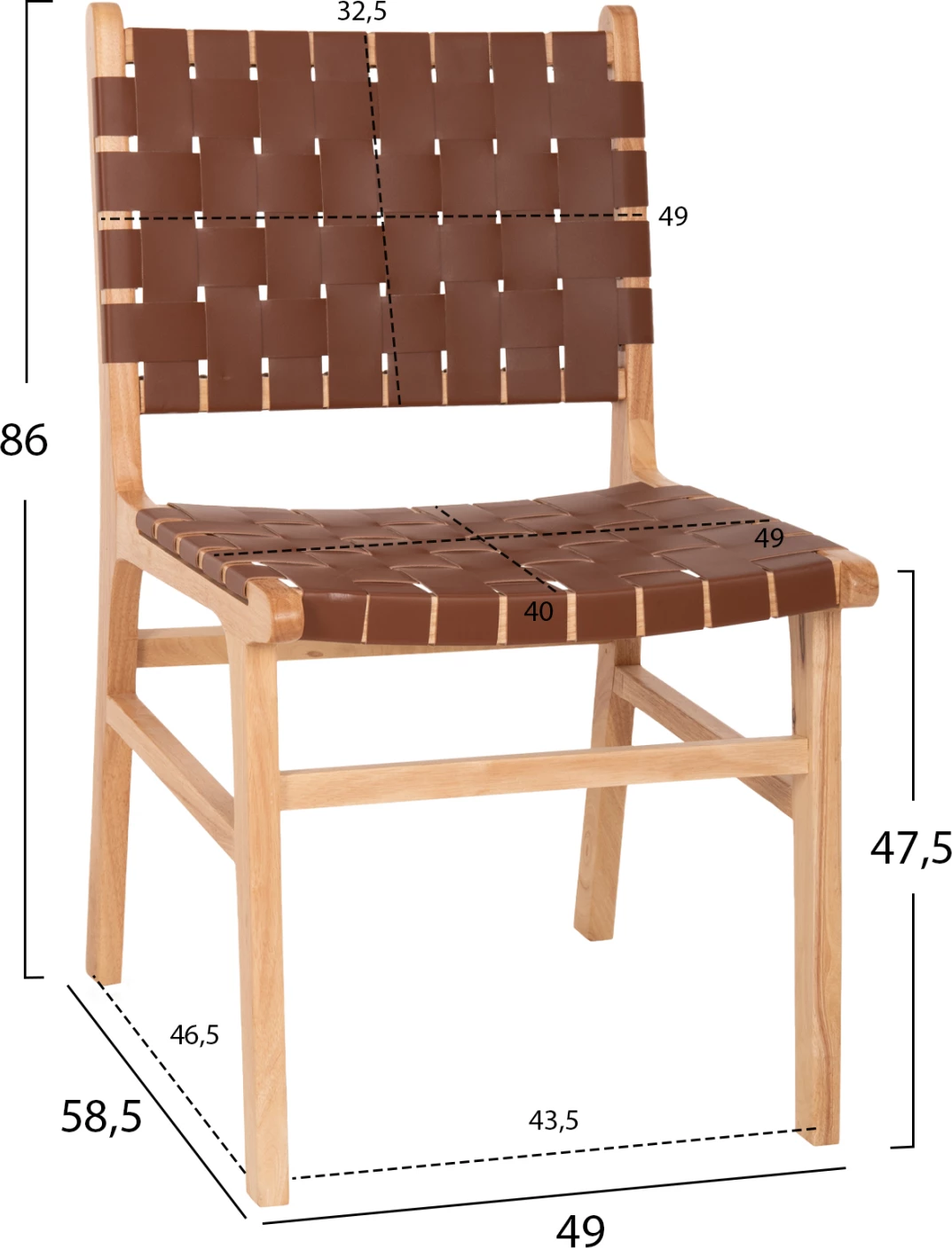 Stol TOON les PU usnje rjava 49x59x86Hcm.FH9327.01