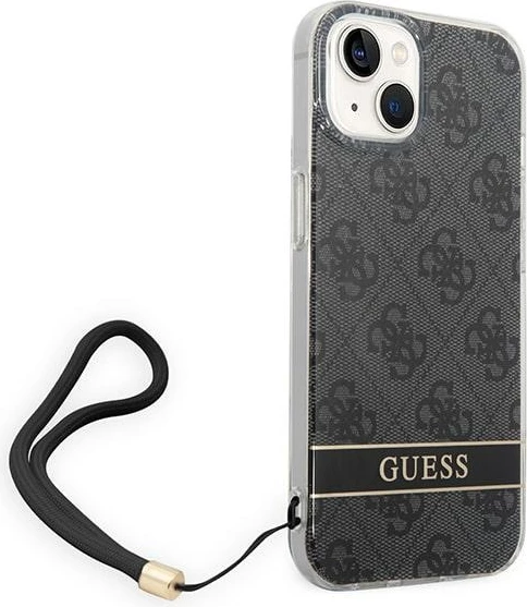 Zaščitni ovitek za iPhone 14 Plus 6.7", Guess GUOHCP14MH4STK, črn, 4G Print Strap