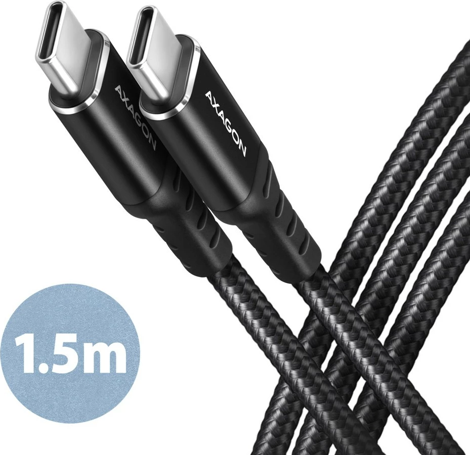 USB-C kabel AXAGON BUCM-CM15AB, 1,5 m, PD 60W, 3A, črn