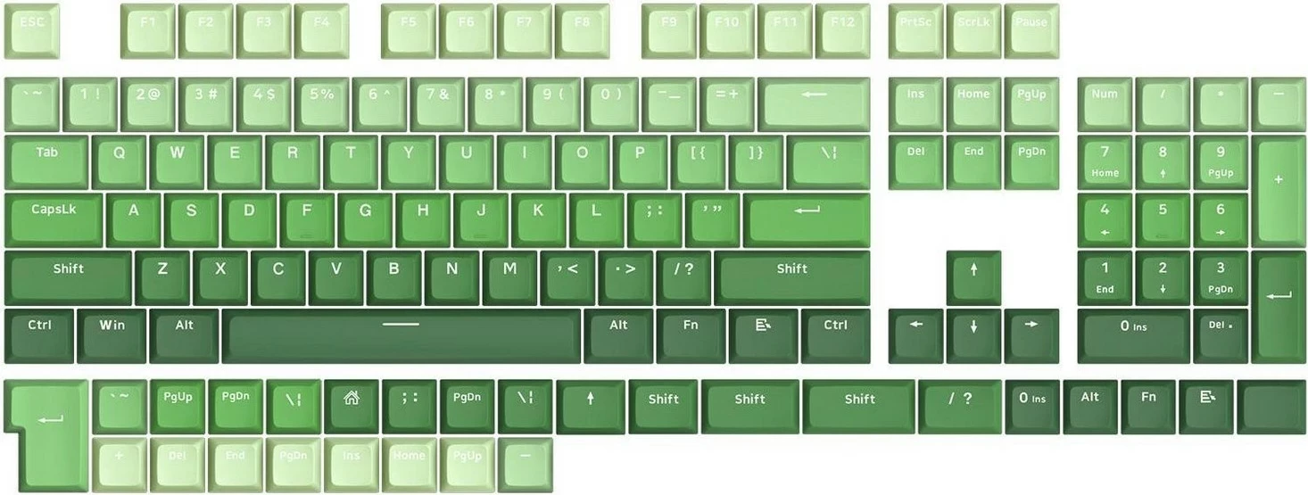 Set zelenih tipk za tipkovnico Redragon A140, 104 tipke, mikrofon