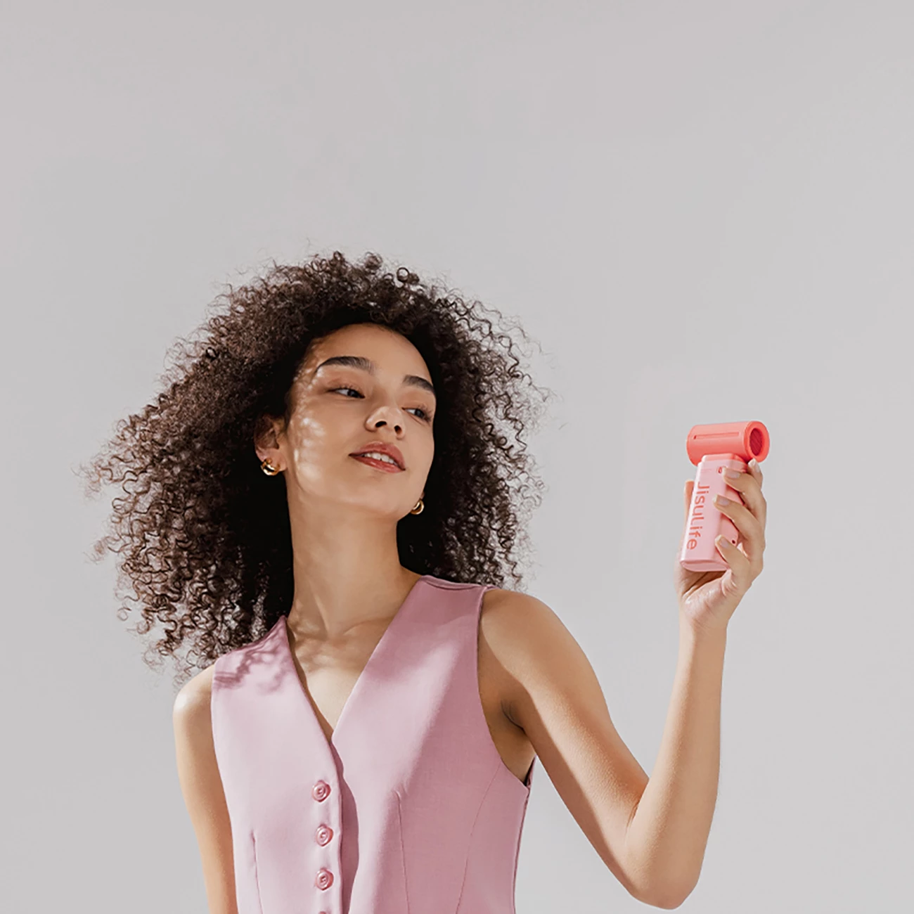 Prenosni ventilator Jisulife Life9, 5000mAh, USB-C, rožnat