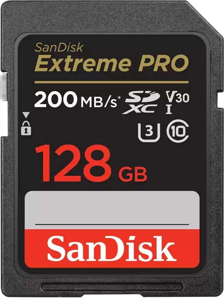 Kartica pomnilnika SanDisk Extreme PRO, 128 GB, SDXC, Class 10, UHS-I, 200 MB/s, 90 MB/s, črna