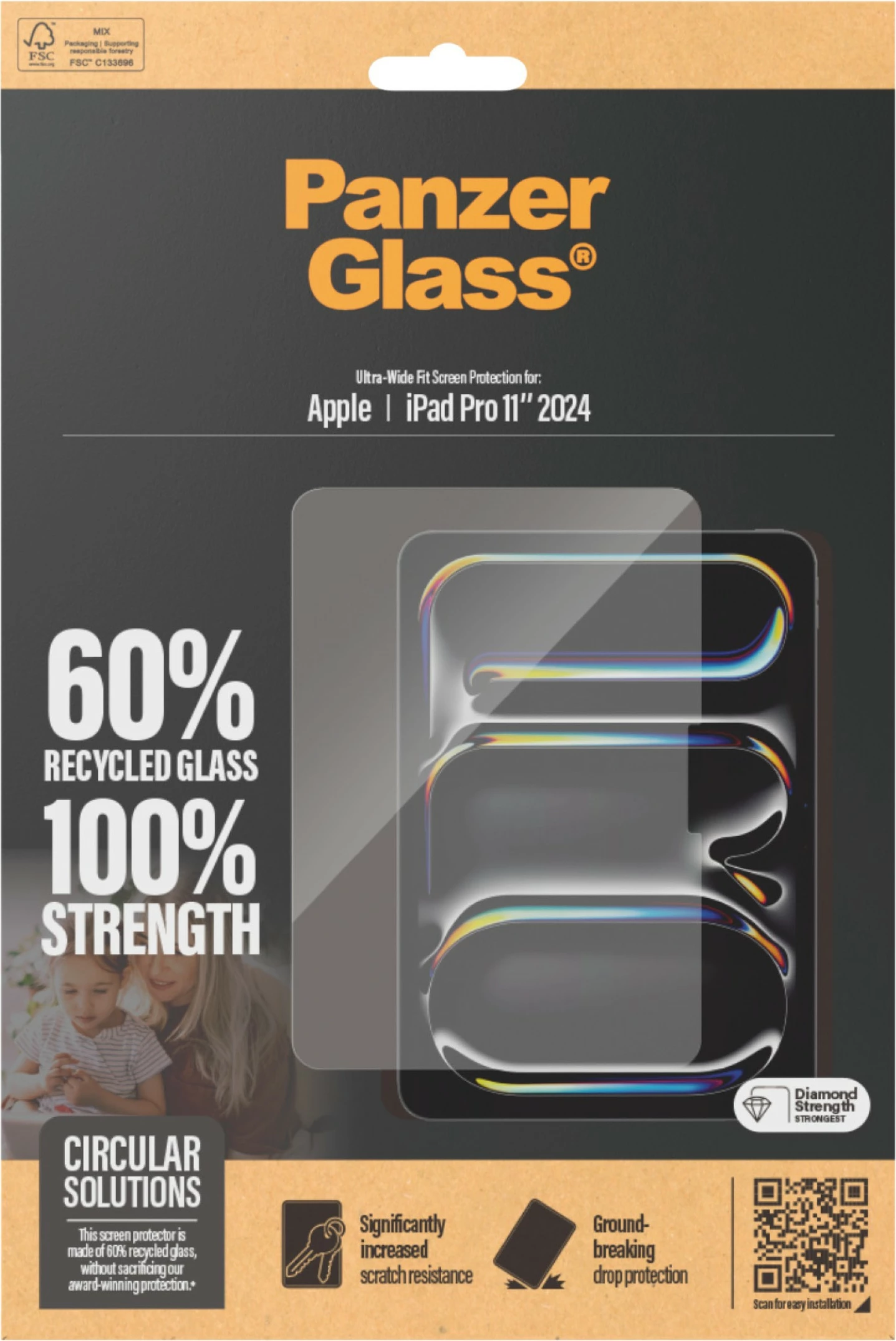 Zaščita zaslona PanzerGlass za iPad Pro 11 2024, Ultra-Wide Fit, prozoren