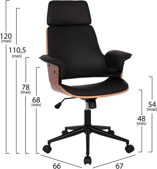 Direktorski pisarniški stol Superior Pro FH1110.01 orehova barva-črna 67x66x120 cm