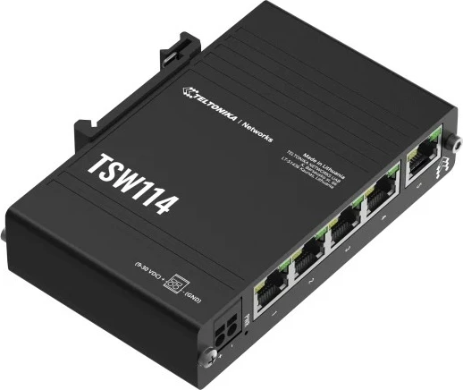 Gigabit Ethernet nepregledni preklopnik Teltonika TSW114000000, 5x RJ-45, črn