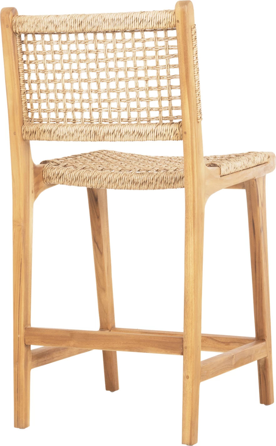 Barski stol z naslonjalom BORIS FH9381.11 iz tikovine in vrvi VIRO 46x53x96 cm