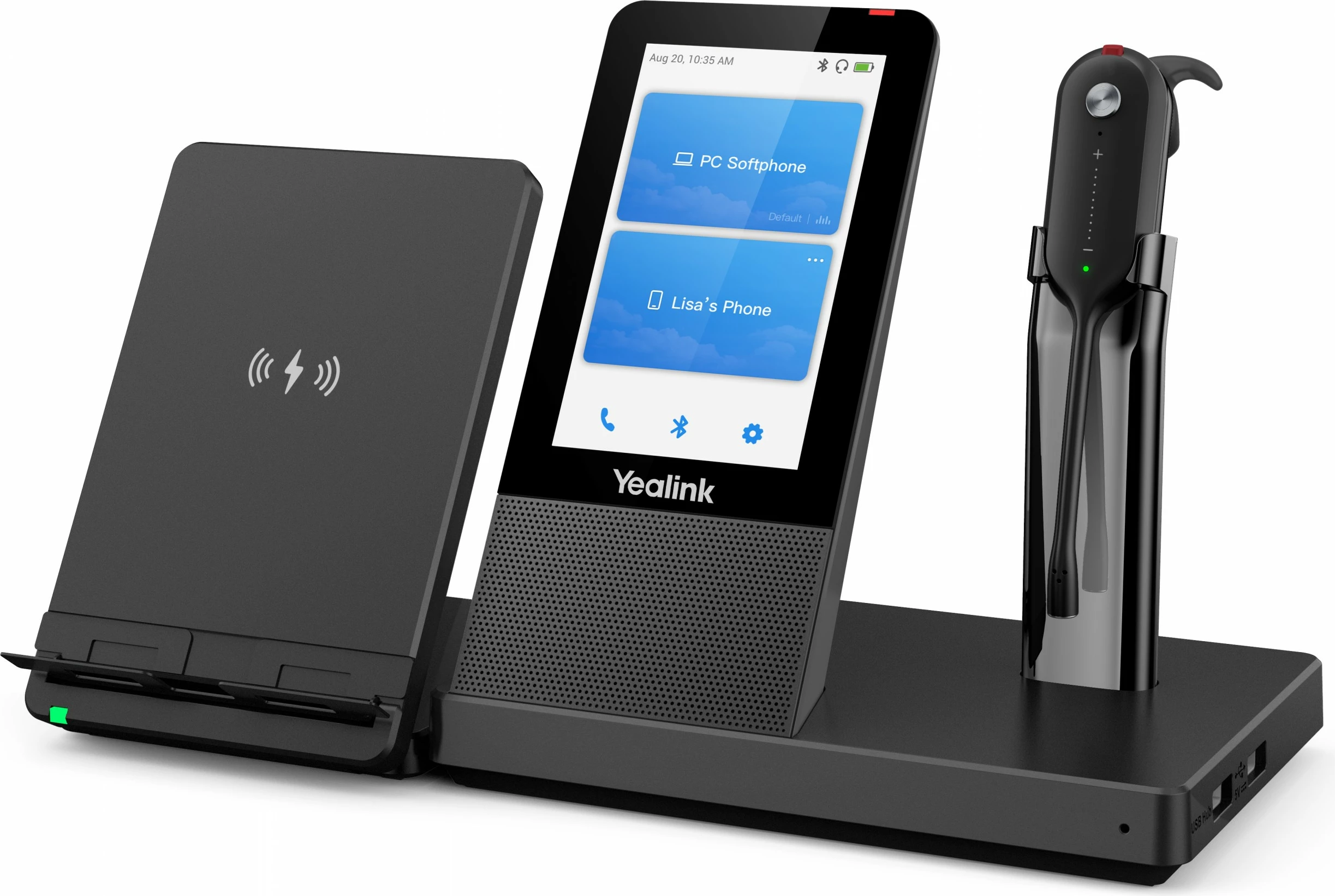 Brezžične slušalke za pisarno in klice v klicnem centru Yealink WH67 UC-DECT, črne