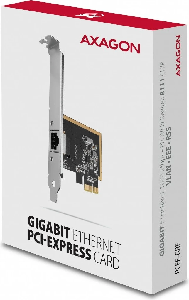 Omrežna kartica AXAGON PCEE-GRF, PCIe, 1x Gigabit Ethernet, Realtek RTL8111E/F, z običajnim in nizkoprofilnim nosilcem