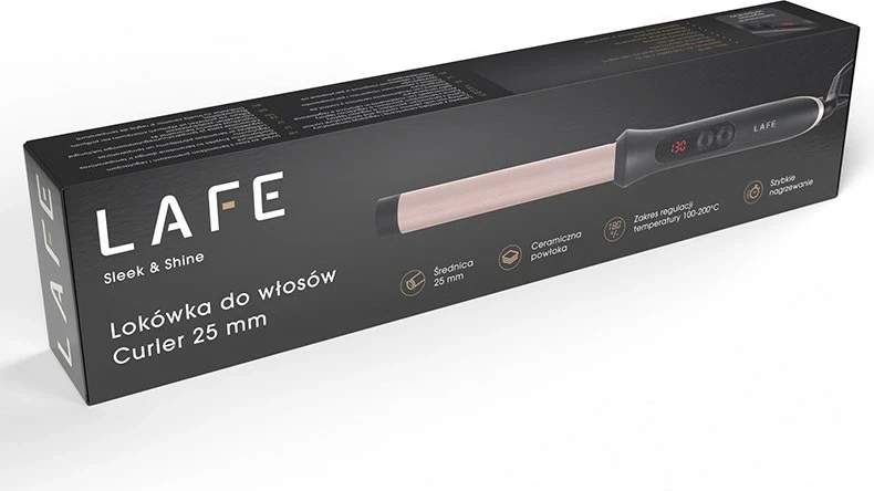 Kodralnik za lase 25 mm, Lafe Sleek & Shine Curler, črn in baker