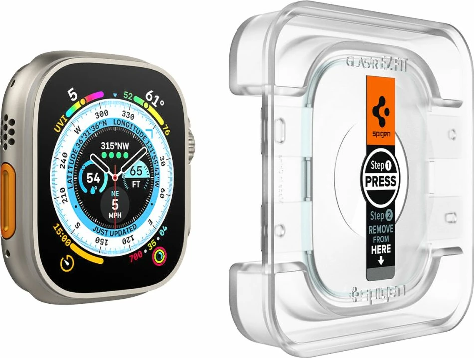 Zaščitno steklo Spigen Glas.tR EZ Fit za Apple Watch Ultra / Ultra 2, 49 mm, 2 kosa