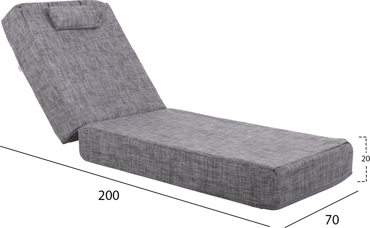 Blazina za ležalnik SIFNOS iz tekstilena v sivi barvi FH11761.10 200(120+80)x70x20Hcm