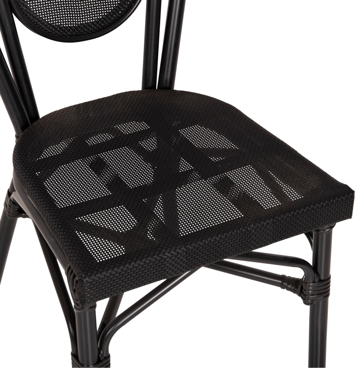 Aluminijasti stol bambus videz črn s tekstilom 45x57x88cm FH5052