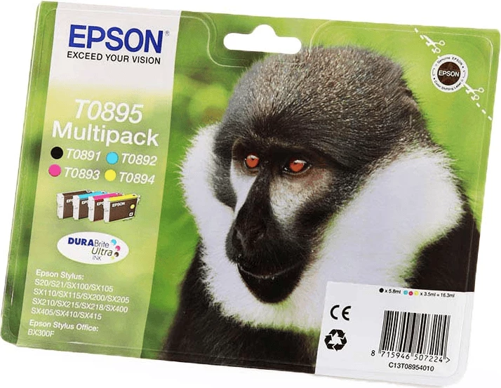 Multipack črnil za tiskalnik Epson T0895 C13T08954010, 16,3 ml, črna/cijan/magenta/rumena