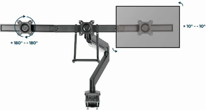 Nastavljiv ročaj za 3 monitorje Gembird MA-DA3-03, 17–27 palcev, črn