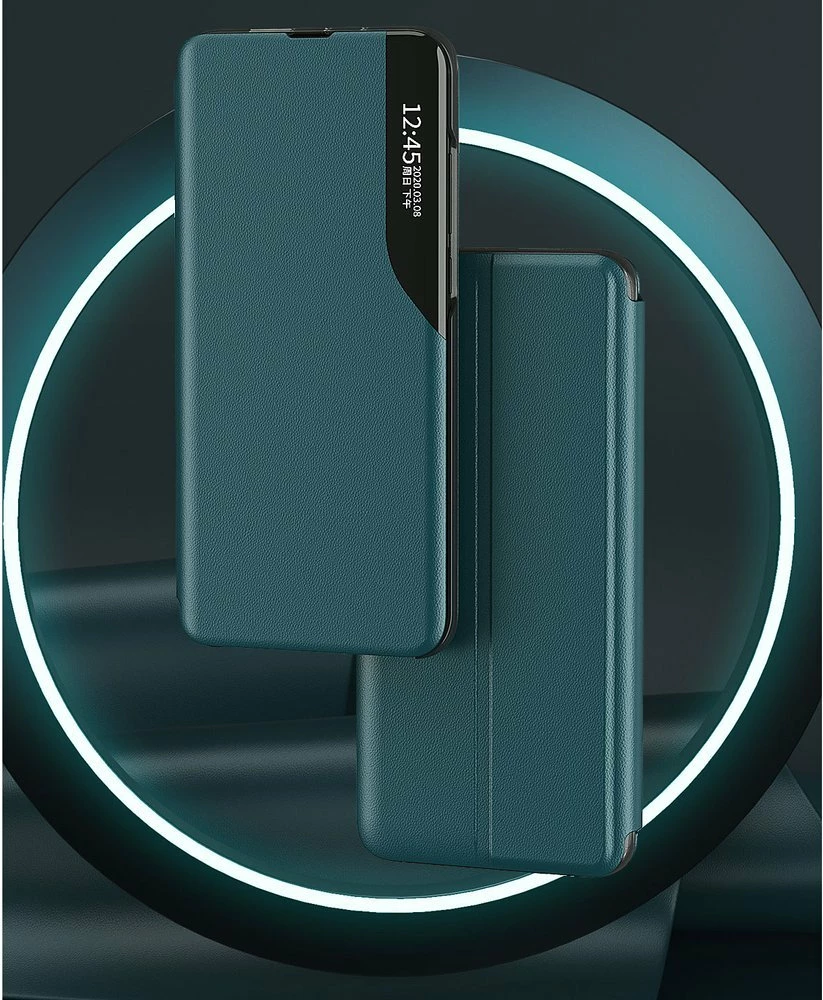 Ovitek za telefon z ovitkom in stojalom Hurtel Eco Leather View Case, za Xiaomi Redmi K40 Pro+, K40 Pro, K40, Poco F3, rdeč