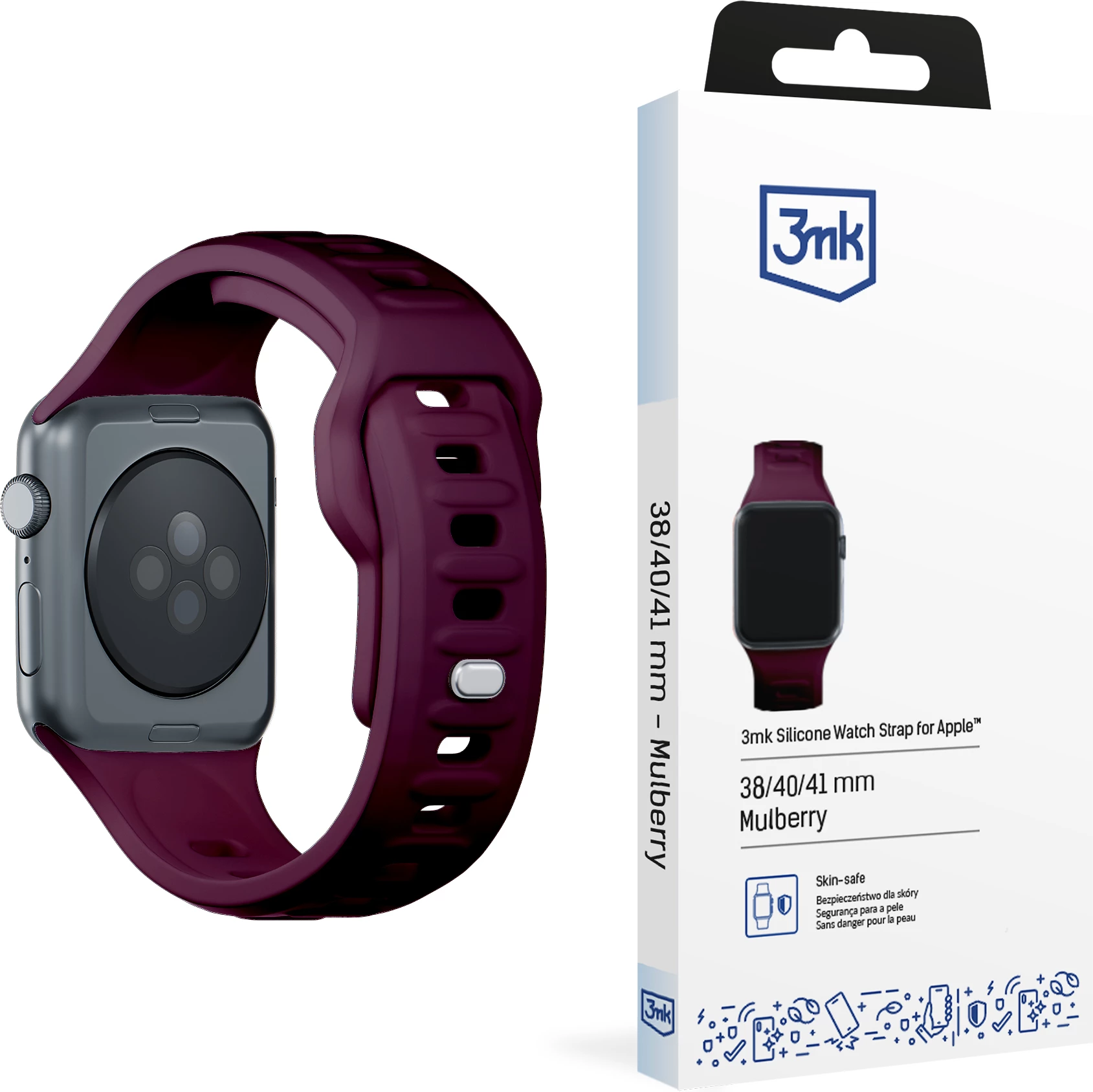 Silikonski pašček za Apple Watch 3mk, 38/40/41 mm, burgundy