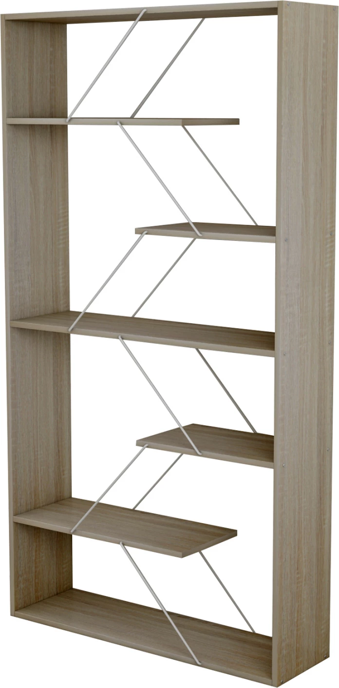 Knjižna omara TARS melamin sonoma-bela kovinske palice 84x24x157H cm FH2240.11