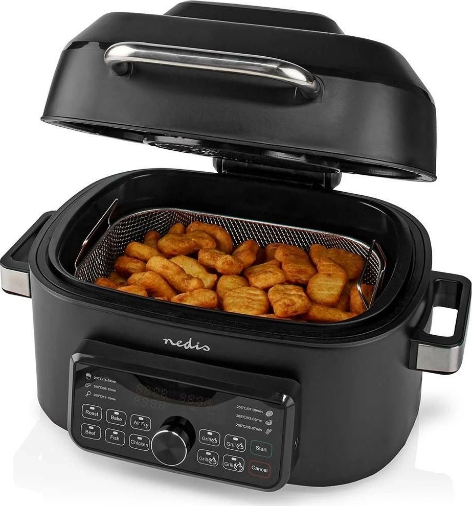 Cvrtnik brez olja Nedis KAAFG600BK, 6 L, črn