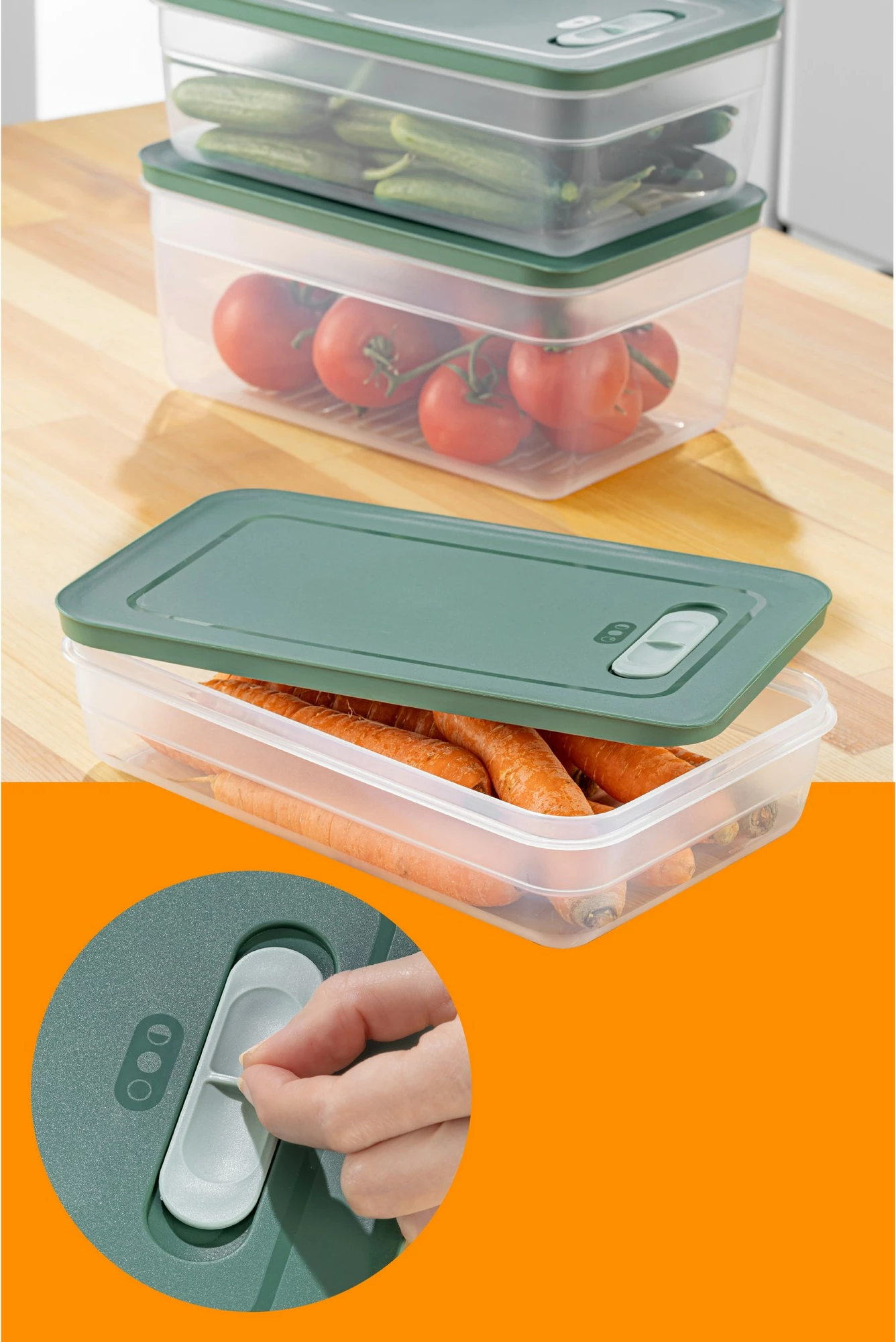 Set plastičnih škatel za organizacijo (3 kosi), Hermia HK3LU, zelene