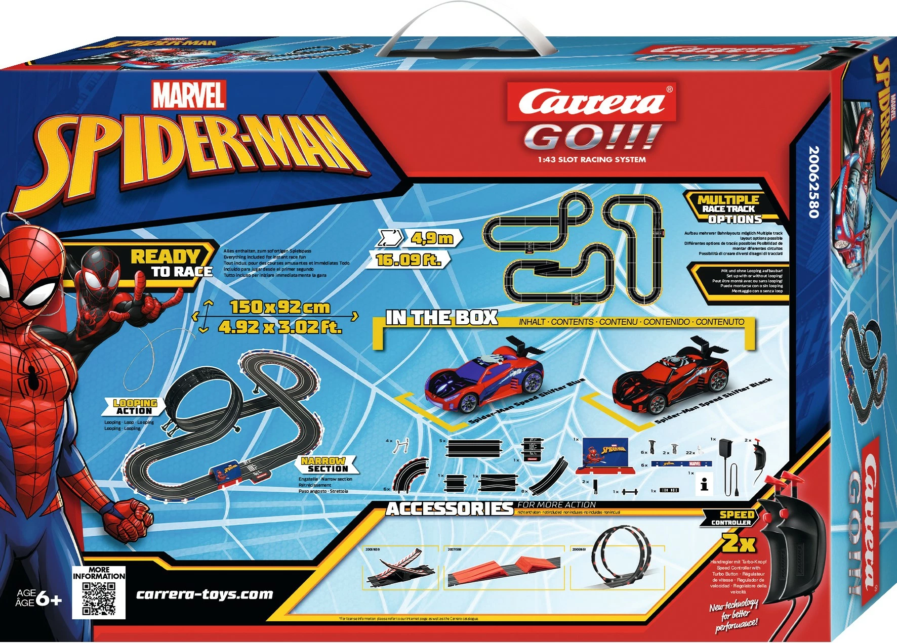 Set dirkalna steza 4,9 m, 2 avtomobila, večbarven — Carrera GO!!! Spider Racing