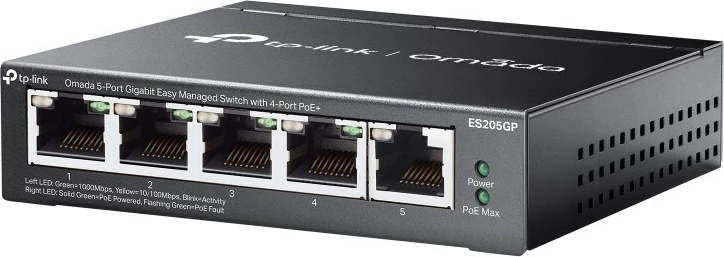 Stikalo TP-Link Omada ES205G, Gigabit Ethernet, PoE, črno