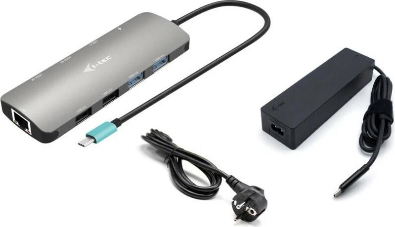 USB-C hub z dvema HDMI izhodoma, I-Tec METAL NANO, siv
