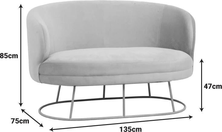 Dvosed, žamet bež-zlato, zlate kovinske noge, 135x75x85 cm Rony