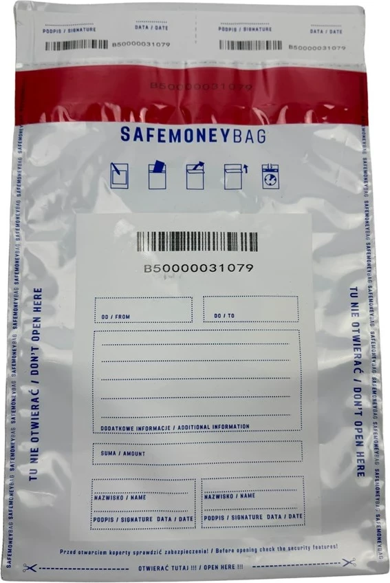 Varnostni kuverta SAFEMONEYBAG BESTPAK, 190×260+35 mm, 100 kosov, bela